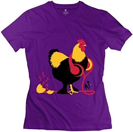 Funny Music Cock Cochin T-shirt - Female's T Shirts Purple Size L