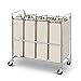 Simple Trending Heavy Duty 4-Bag Laundry Hamper Sorter Cart with Rolling Wheels, Chrome