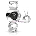 Seksy by Sekonda Ladies Black Eclipsed Stone Set Watch and Pendant set 4445G