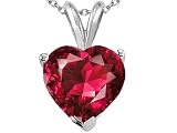 2.00 cts Lab Created Heart Ruby Pendant - 14kt White or Yellow Gold