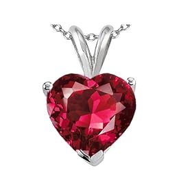 2.00 cttw Lab Created Heart Ruby Pendant in 14k White Gold LIFETIME WARRANTY by Finejewelers