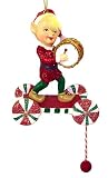 4 Elf Pixie Land Band Drummer Glitter Christmas Ornament #W7167