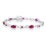 3.00 Carat Cherry Red Ruby Bracelet in Sterling Silver 7.5"