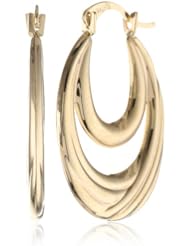 10K Yellow Gold Stampato Hoop Earrings