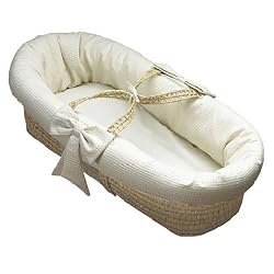 Baby Doll Bedding Pique Moses Basket, Ecru