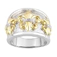 DIAMOND ACCENT FLEUR-DE-LIS 18KT AND PLATINUM OVER STERLING SILVER RING