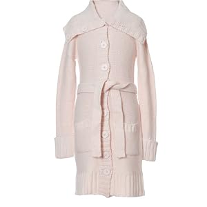 Kids Energie Girls Trendy Long Cream Button Down Sweater 8-16