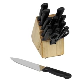 Chicago Cutlery Basics 15-Piece Knife Block Set with Black Handles by Chicago Cutlery