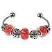 Hugs & Kisses for Pandora Style Beads on Sterling Silver Plated Twist End Bangle (1)