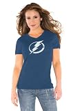 Tampa Bay Lightning Blue Women's Primary Logo Tri Blend V Neck T-Shirt- by Alyssa Milano