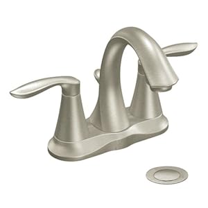 Moen 6410BN Eva Two-Handle Lavatory Faucet with Drain Assembly Brushed Nickel