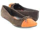 Steve Madden Tipsy Brown Quilted Flats with Orange Toe