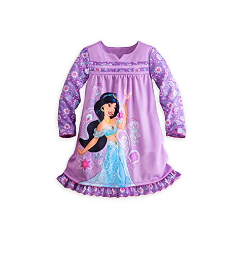 Disney Store Jasmine Aladdin Long Sleeve Nightshirt Nightgown for Girls, Purple