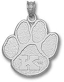Kentucky Wildcats Solid Sterling Silver ''K'' Paw 3/4'' Pendant
