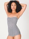 American Apparel Stripe Cotton Spandex Jersey Strapless Ruched Bodysuit