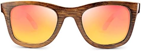 WOOED Wood Sunglasses with Gold Polarized Mirror Lenses - 100% Wooden Glasses Frame Vintage Wayfarer Wooden Sunglasses