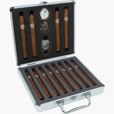 12 Cigar Aluminum Travel Cigar Humidor with Cigar Cutter 12 Cigar Aluminum Travel Cigar Humidor with Cigar Cutter