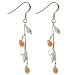 18k Gold Overlay Sterling Silver Red Aventurine, Citrine Glass and Freshwater Cultured Pearl Linear Drop Earrings