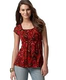 Apparel : Cha Cha Vente Wavy-Stripe Square-Neck Babydoll Top