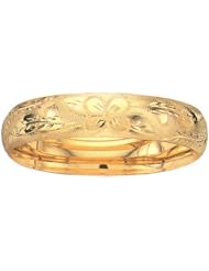 8" 14K Yellow Gold 13.5mm (1/2") Flourentine Round Domed Classic Bangle Bracelet w/ Clasp