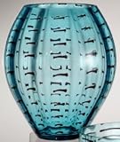 AMALFI BLUE ARTGLASS OVAL VASE - AMALFI COLLECTION BLUE MOUTHBLOWN ARTGLASS OVAL VASE