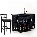 Home Styles Furniture Steamer Black Folding Home Bar Set