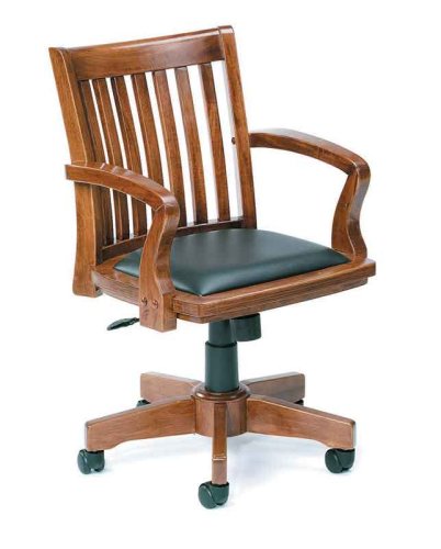 Boss Norstar B651 Fruitwood Solid Wood Mission Bankers Desk Chairs with Black Leather Seat Pad