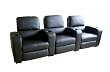 Leather Home Theater Recliner Set of Three in Black