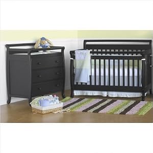 Emily 4-in-1 Convertible Crib Nursery Set in Ebony Black