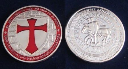 1 Troy Ounce .999 100 Mills Silver Clad Knights Templar Cross Shield Ingot Coin Design