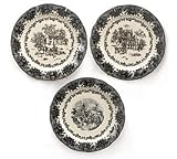 Kitchen & Housewares : Set Of 3 French Black Toile Porcelain Plates Three Different Decorative Patterns