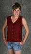 Embroidered Button Blouse - Burgundy