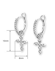 (X1000Diamond) 18K/750 White Gold Cross Shape Diamond Hoop Earring (0.48 cttw, G-H Color, VS2-SI1 Clarity)