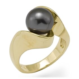 Tahitian Black Pearl Ring in 14K Yellow Gold by