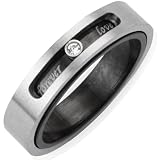 Dual Layer Stainless Steel Cubic Zirconia "Forever Love" Twistable 4.1mm Band Ring - Women