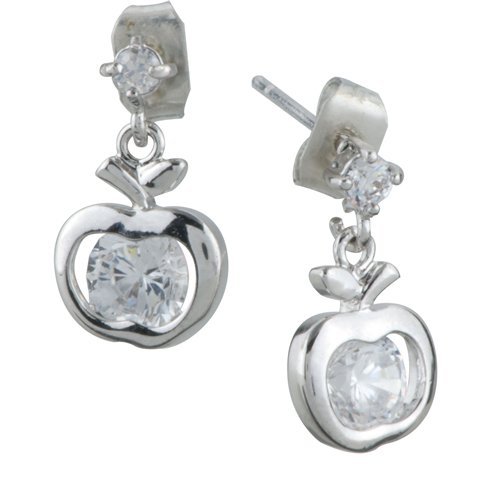 Pugster Apple Clear Crystal Stud Earrings Re