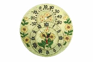 Adorn Terracotta Sunflower Combination Clock & Thermometer: Amazon.co