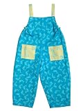 Boys Girls Reversible Twill Overalls with Turquoise Dolphins