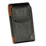 Premium High Quality Black Leather Vertical Pouch Carry Case Magnetic Flap  ....