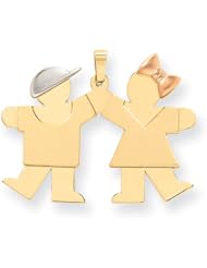 14k Tri-Color Large Boy on Left & Girl on Right Engravable Charm