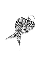 925 Sterling Silver Oxidized Celtic Feather/ Angel Heart Wings Pendant