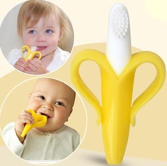 Lucianothai High Quality And Environmentally Safe Baby Teether Teething Ring Banana Silicone Toothbrush