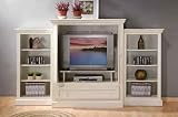 White Finish Wood Planked Country Look Entertainment Center (Up to 36TV)