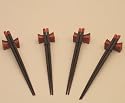 Set of Four Dark Brown Chopsticks with Wooden Rests - Free Ground Shipping