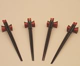 Set of Four Dark Brown Chopsticks with Wooden Rests - Free Ground Shipping