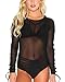 iHeartRaves Women's Black Don't Mesh with Me Sheer Lace Up Bodysuit