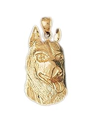 Dazzlers Solid 14k Gold German Shepherd Dog Head Charm Pendant Available in three colors from jewelsberry (weights: 3.1 grams only)