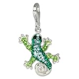 charms SilberDream Glitzer Charm Gecko grün Swarovski Kristalle SHINY Anhänger 925 Silber für Bettelarmbänder Kette Ohrring GSC302