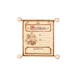 Gutscheinrolle - edel aus Papier, Holzrolle + Satinband