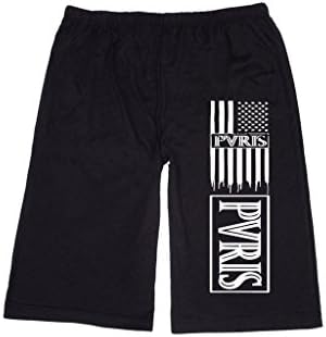 XJIXI Men's Pvris band us flag logo Lounge breeches Shorts Pants L Black